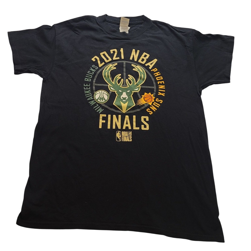 Gildan 2021 NBA Finals Milwaukee Bucks vs Phoenix Suns Black T-Shirt Mens Medium